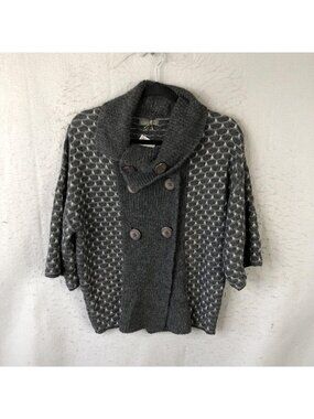 Classic Alpaca Cardigan Sweater Womens M Gray Baby Alpaca Kimono Cowl Neck
